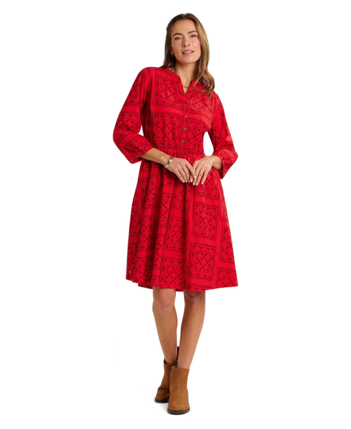 Brakeburn Women’s Zora Embroidery Detail Dress – Red Brakeburn Women’s Zora Embroidery Detail Dress – Red