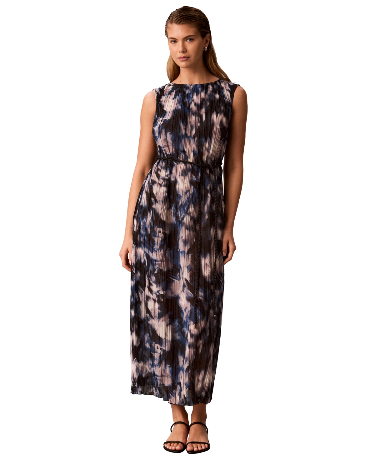 Calvin Klein Women’s A-Line Sleeveless Printed Midi Dress – Estate Blue Multi
