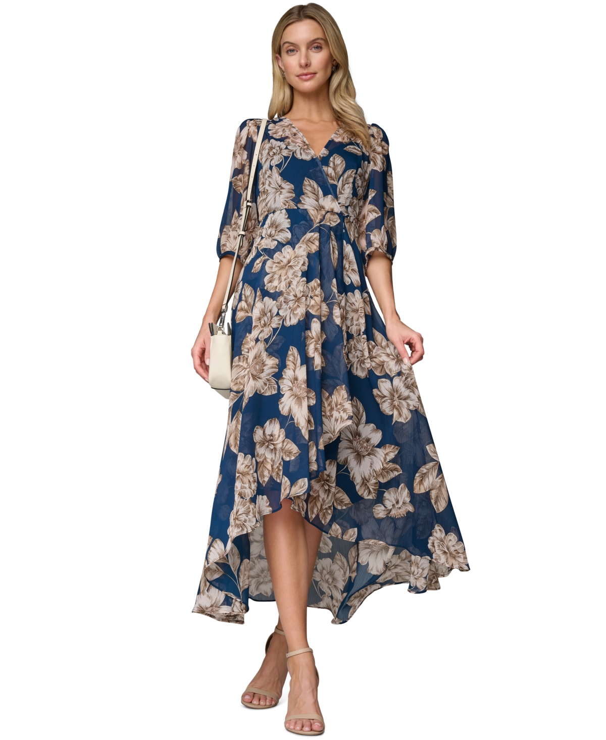 Calvin Klein Women’s Floral Chiffon V-Neck Midi Dress – Ind/nomad multi Calvin Klein Women’s Floral Chiffon V-Neck Midi Dress – Ind/nomad multi
