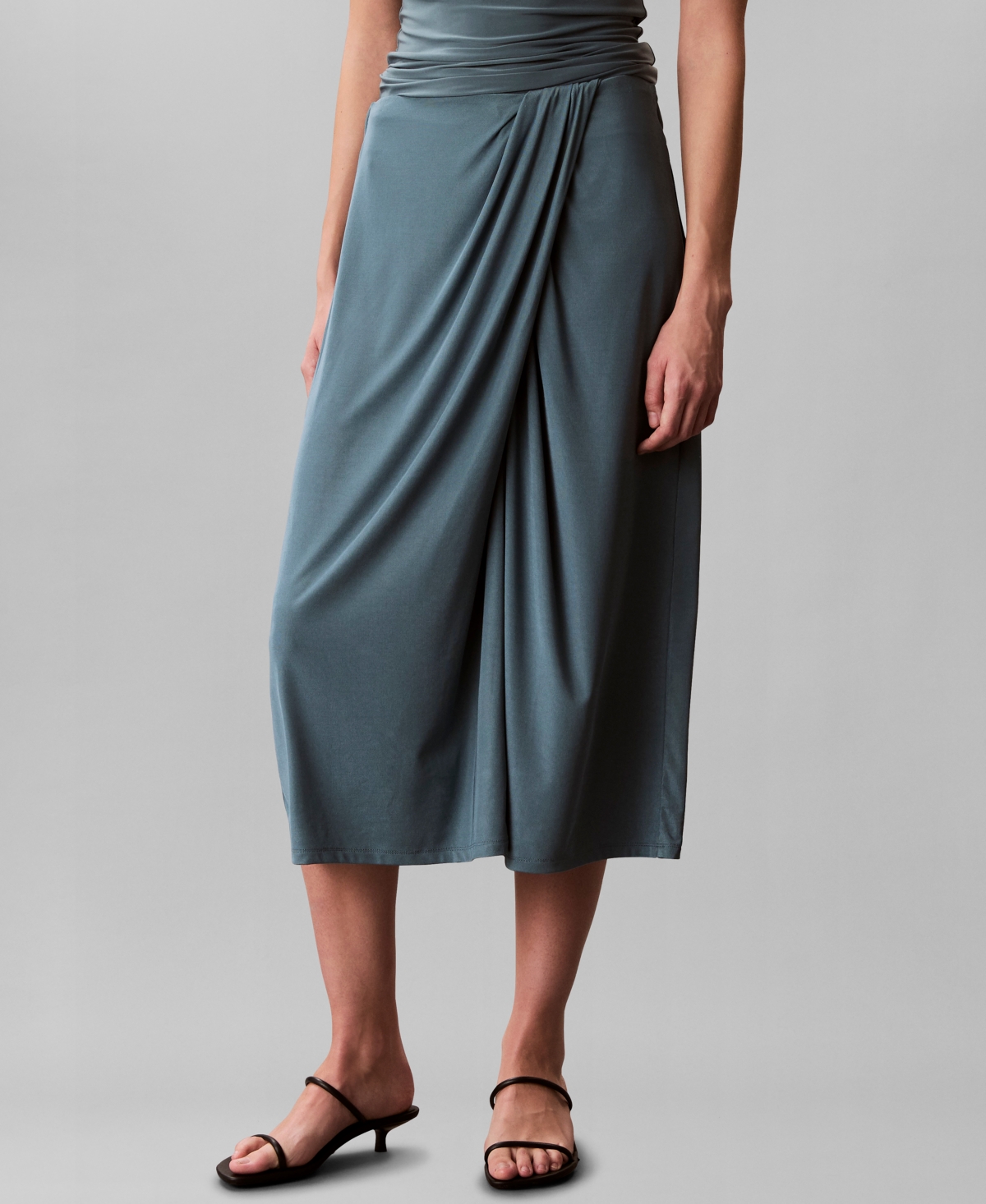 Calvin Klein Women’s Rib Wrap High Rise Midi Skirt – North Atlantic