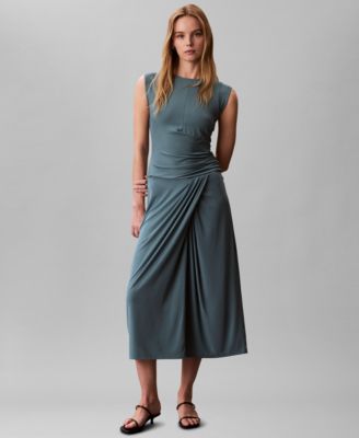 Calvin Klein Womens Ruched Mock Neck Top Wrap Maxi Skirt Calvin Klein Womens Ruched Mock Neck Top Wrap Maxi Skirt