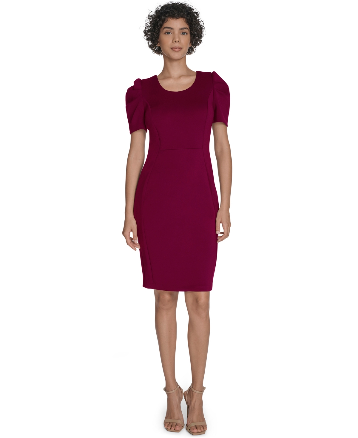 Calvin Klein Women’s Scoop Neck Puff-Sleeve Scuba Dress – Rosewood Calvin Klein Women’s Scoop Neck Puff-Sleeve Scuba Dress – Rosewood