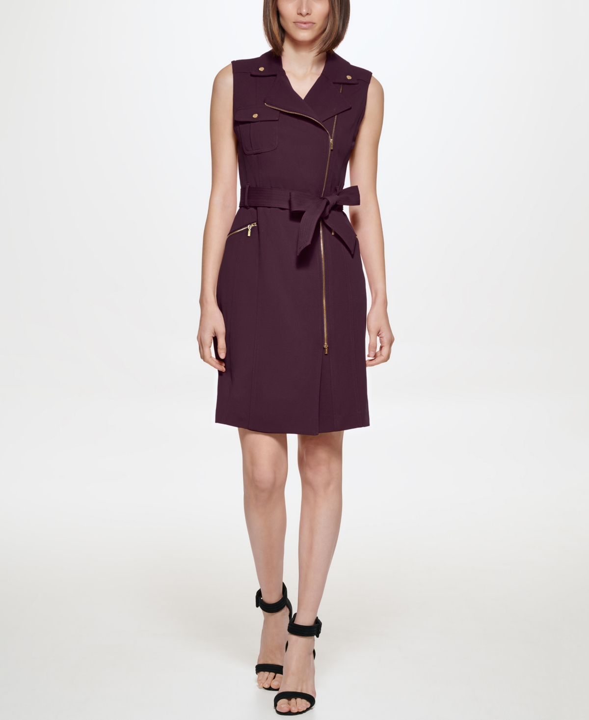 Calvin Klein Women’s Scuba Crepe Sleeveless Dress – Aubergine