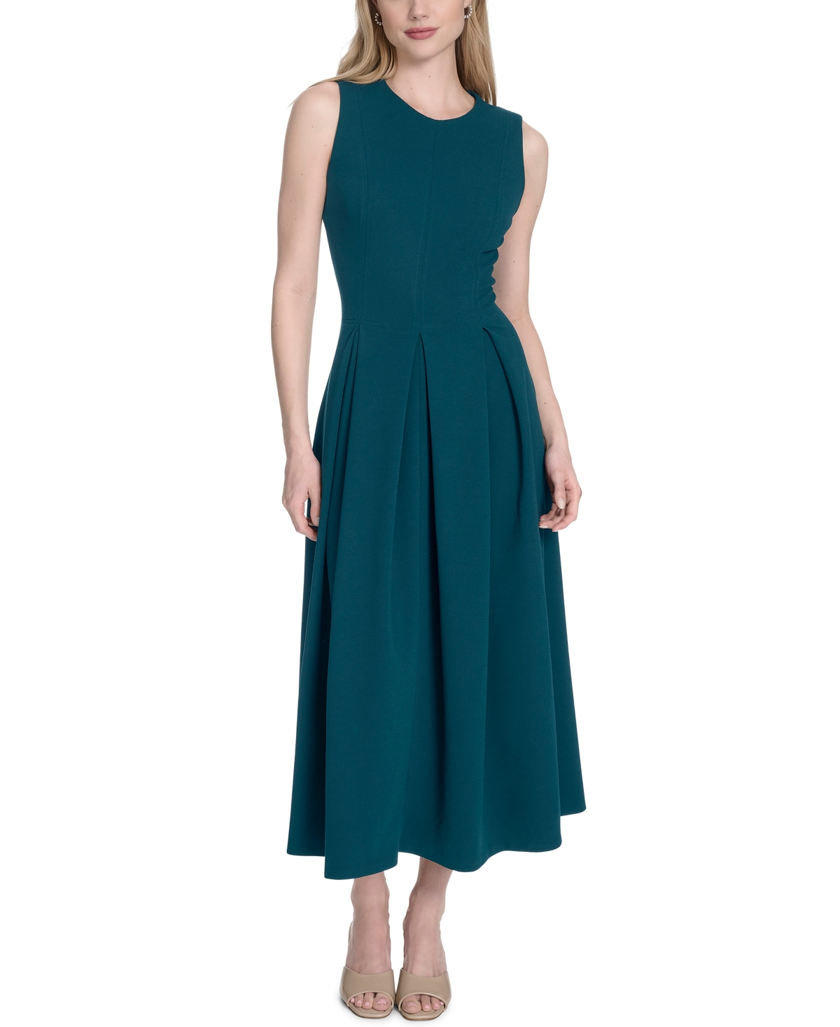 Calvin Klein Women’s Sleeveless Midi A-Line Dress – Cypress