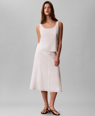 Calvin Klein Womens Sleeveless Scoop Neck Classic Fit Top Classic Fit Pull On Midi Skirt Calvin Klein Womens Sleeveless Scoop Neck Classic Fit Top Classic Fit Pull On Midi Skirt