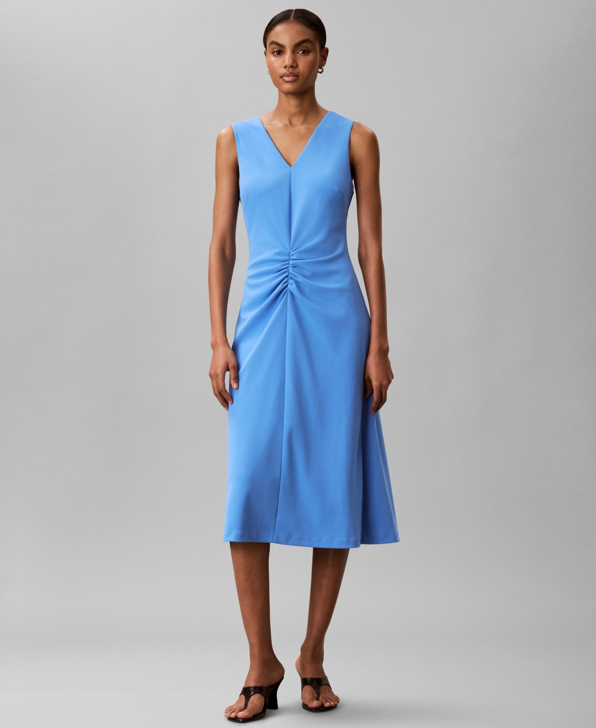 Calvin Klein Women’s Sleeveless V-Neck Fit & Flare Dress – Marina