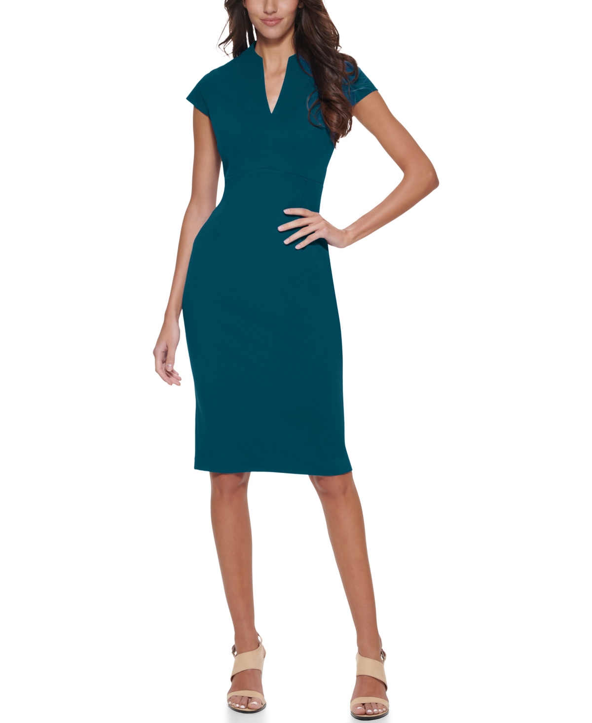 Calvin Klein Women’s V-Neck Cap-Sleeve Work Sheath Dress – CYPRESS Calvin Klein Women’s V-Neck Cap-Sleeve Work Sheath Dress – CYPRESS