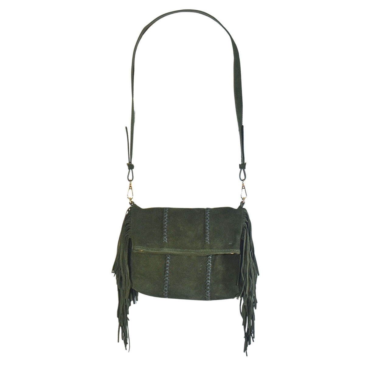 Carlos Falchi Fringe Suede Clutch and Messenger Bag – Olive Carlos Falchi Fringe Suede Clutch and Messenger Bag – Olive