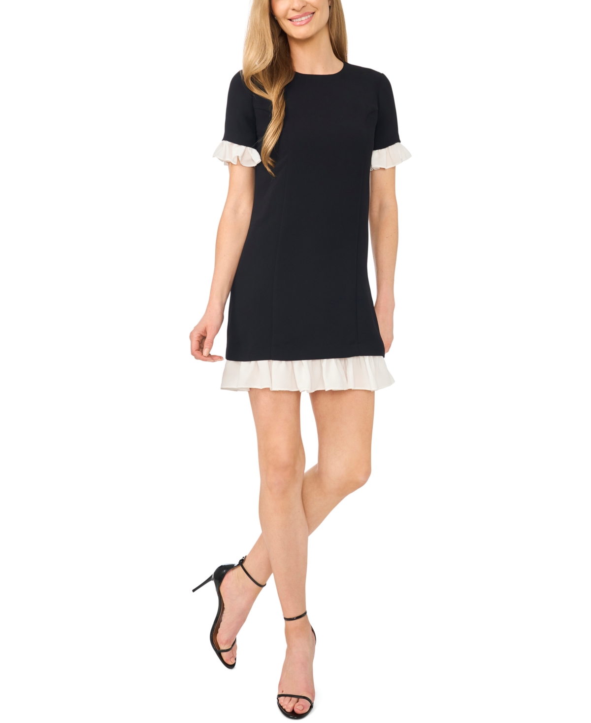 CeCe Women’s Colorblock Ruffle Mini Dress – Rich Black CeCe Women’s Colorblock Ruffle Mini Dress – Rich Black