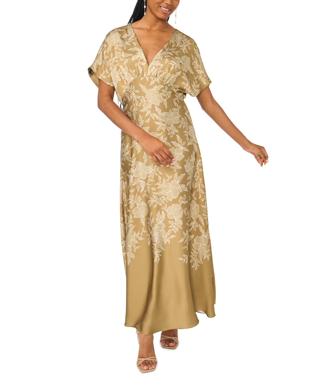 CeCe Women’s Dolman-Sleeve V-Neck Maxi Dress – Olive CeCe Women’s Dolman-Sleeve V-Neck Maxi Dress – Olive