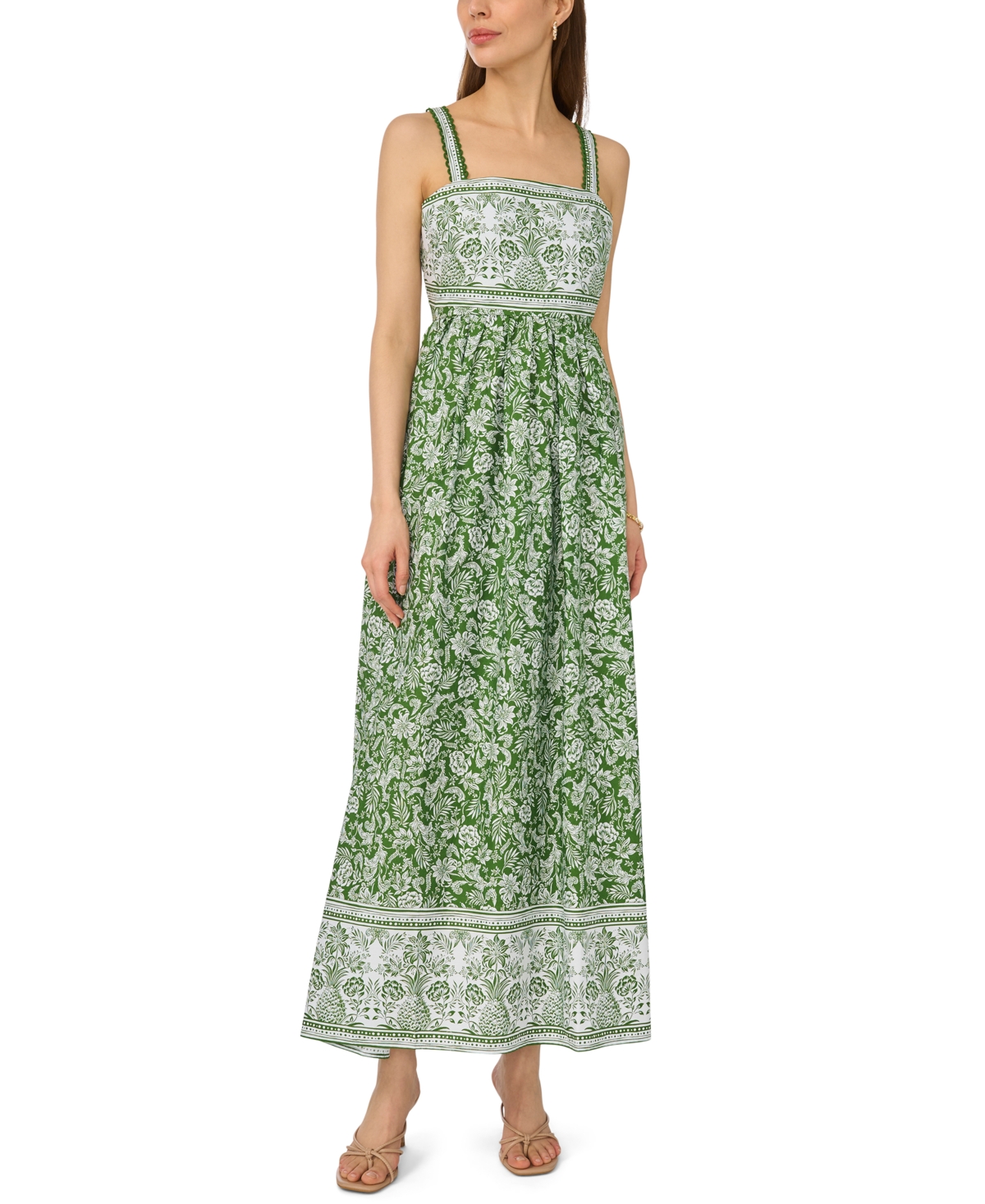 CeCe Women’s Strap Trim Combo Midi Dress – Salted Lime