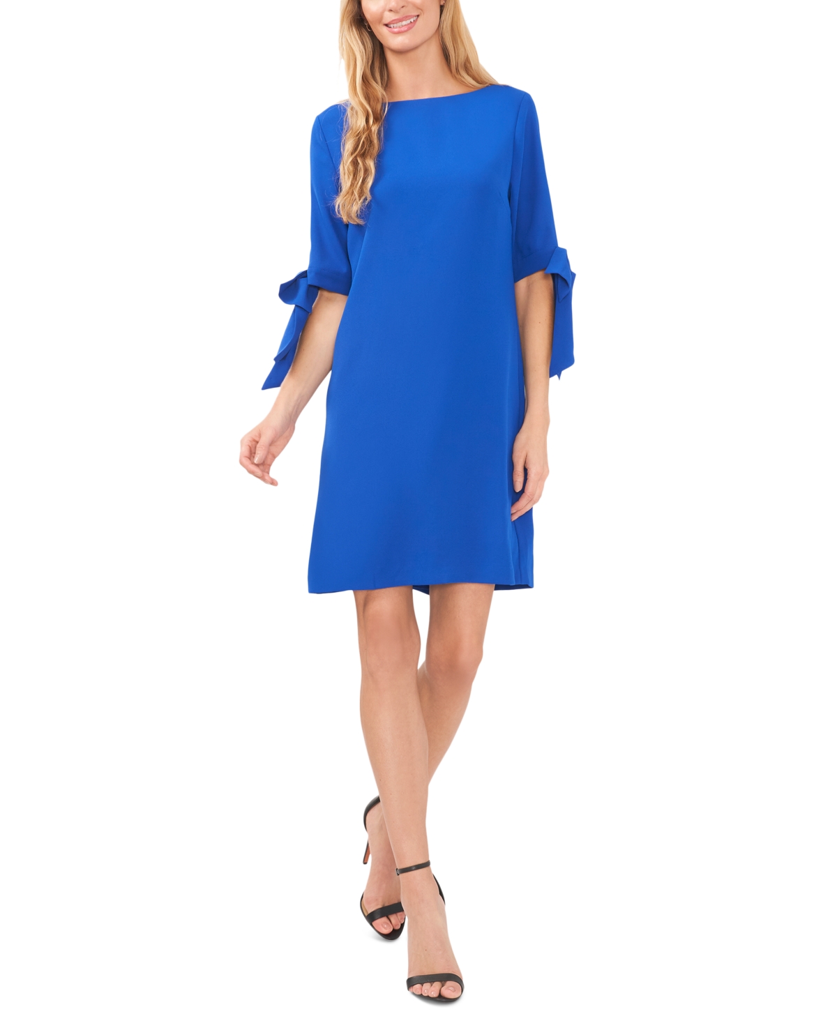 CeCe Women’s Tie Cuff 3/4-Sleeve Crew Neck Shift Dress – Deep Royal Blue CeCe Women’s Tie Cuff 3/4-Sleeve Crew Neck Shift Dress – Deep Royal Blue