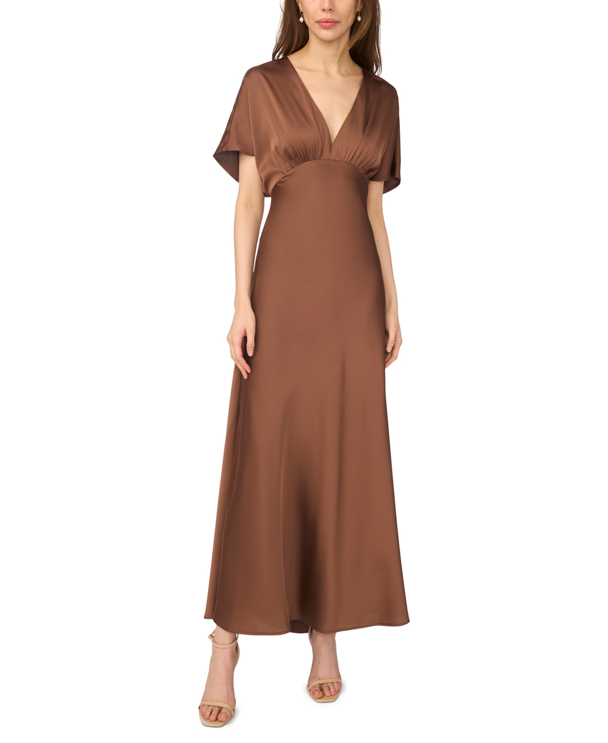 CeCe Women’s V-Neck Dolman Sleeve Maxi Dress – Cocoa Brown