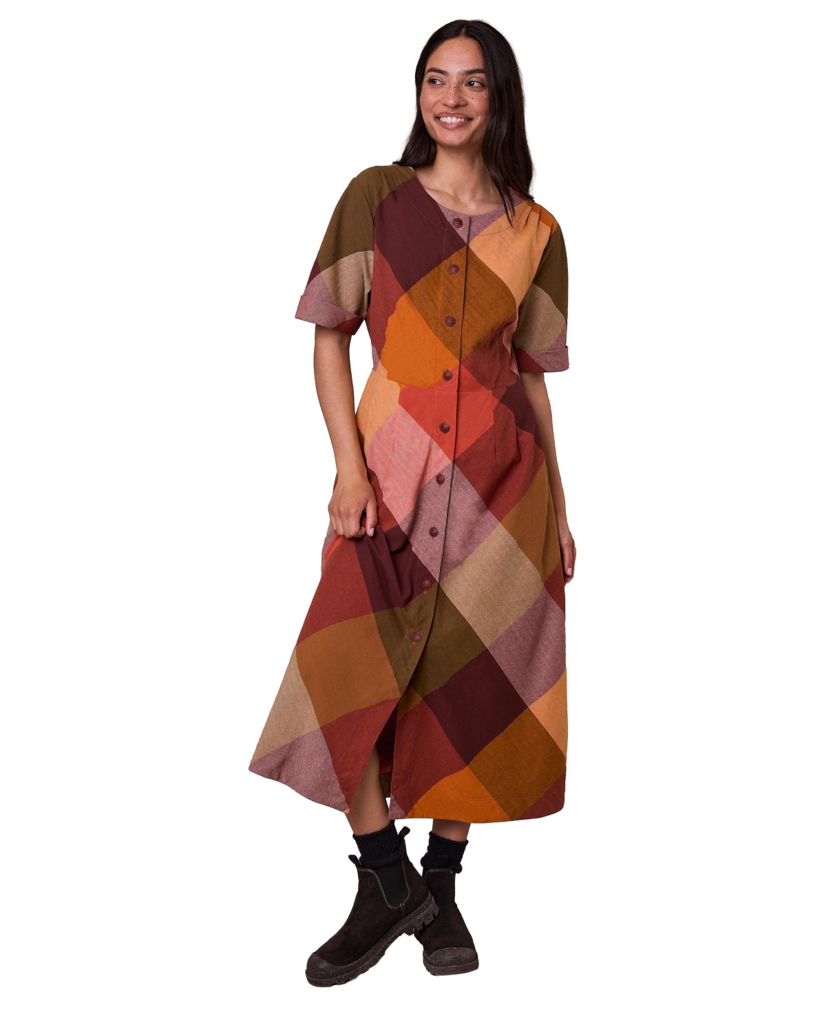 Celtic & Co. Women’s Bias Cut Midi Dress – Multi check