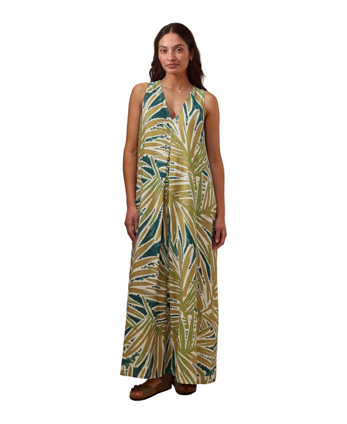 Celtic & Co. Women’s Sleeveless V-Neck Linen Maxi Dress – Palm print Celtic & Co. Women’s Sleeveless V-Neck Linen Maxi Dress – Palm print