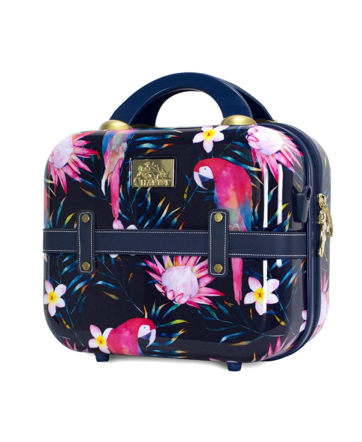 Chariot Paradise Bloom Hardside Cosmetic Case With Shoulder Strap For Women – Parrot