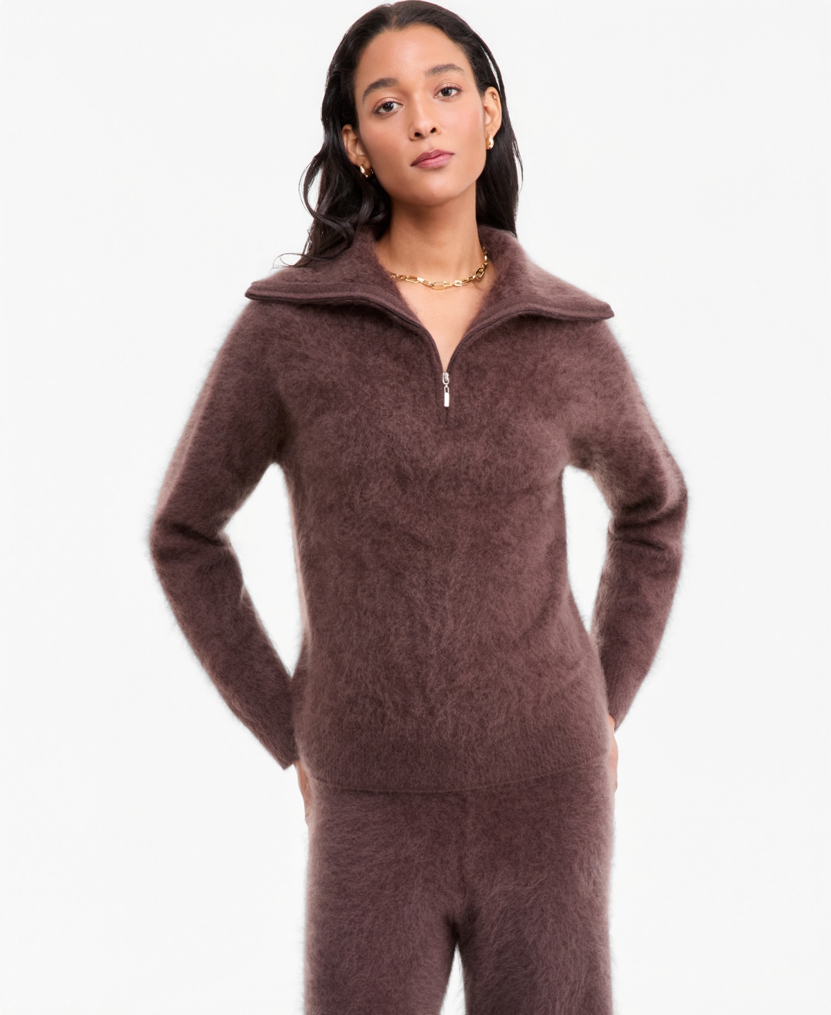 Charter Club Women’s Brushed Ribbed-Collar Half-Zip 100% Cashmere Sweater, Macy’s Exclusive – Coffee Bean Charter Club Women’s Brushed Ribbed-Collar Half-Zip 100% Cashmere Sweater, Macy’s Exclusive – Coffee Bean