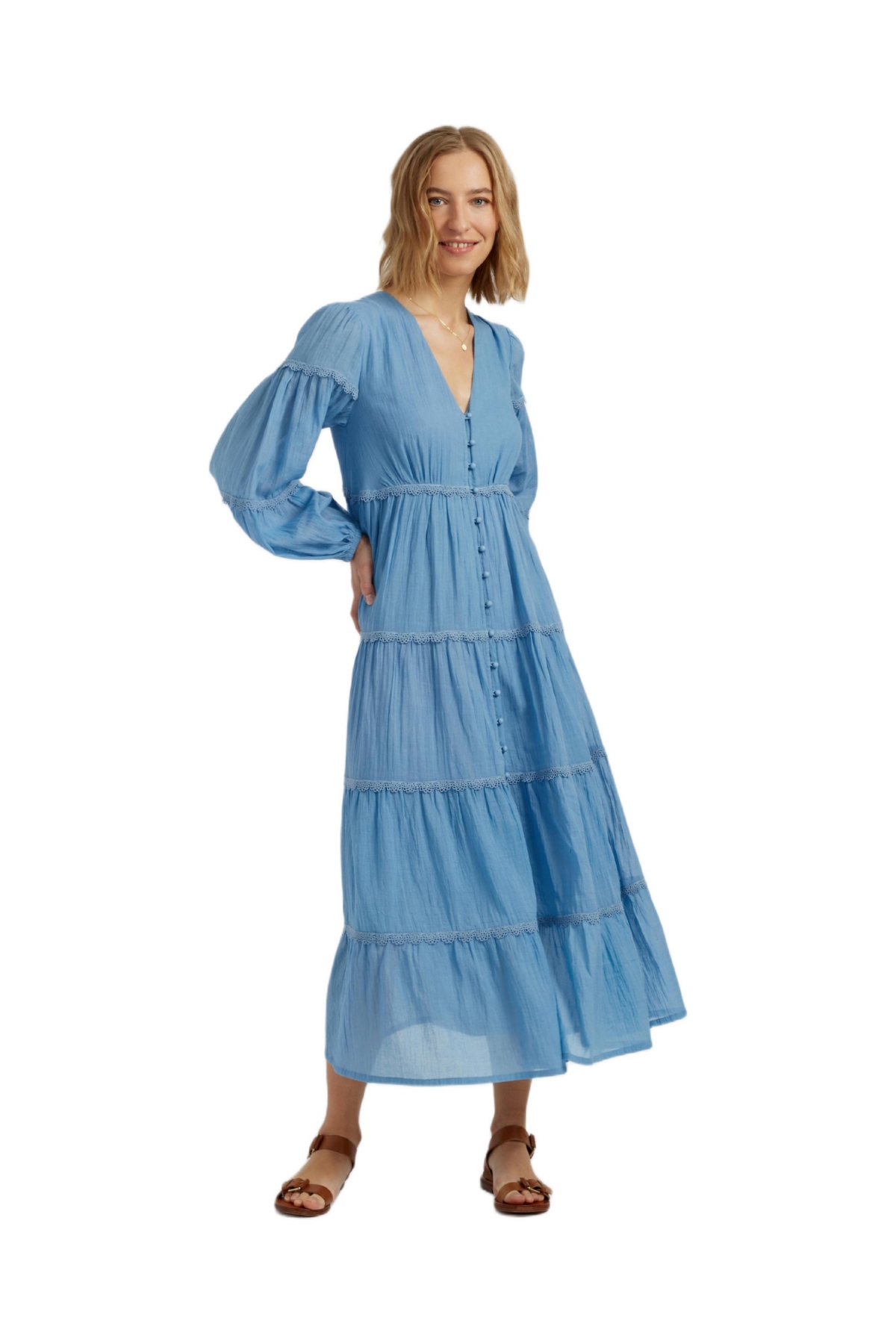 Chinti & Parker Women’s Chinit and Parker Cotton Scallop Dress – Dusty blue Chinti & Parker Women’s Chinit and Parker Cotton Scallop Dress – Dusty blue