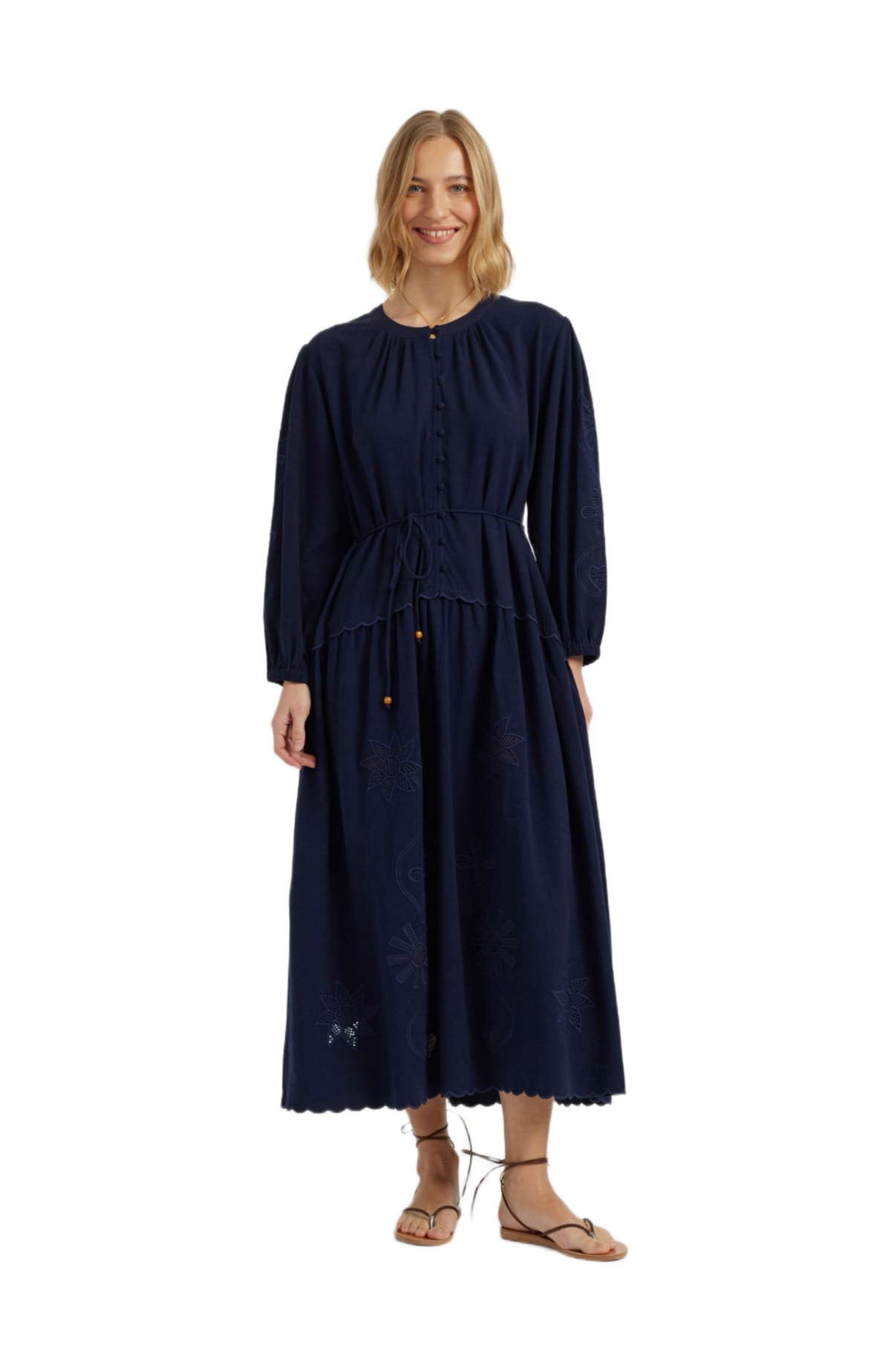Chinti & Parker Women’s Chinti and Parker Sienna Linen-Blend Broderie Dress – Blue Chinti & Parker Women’s Chinti and Parker Sienna Linen-Blend Broderie Dress – Blue