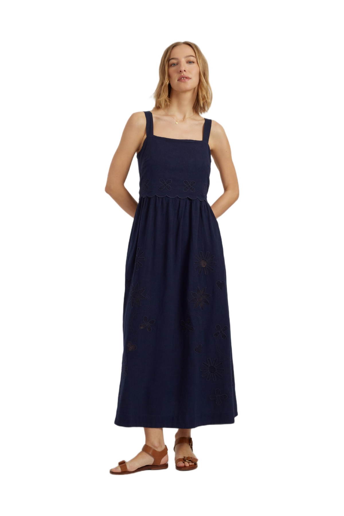 Chinti & Parker Women’s Chinti and Parker Sienna Linen-Blend Broderie Summer Dress – Blue Chinti & Parker Women’s Chinti and Parker Sienna Linen-Blend Broderie Summer Dress – Blue