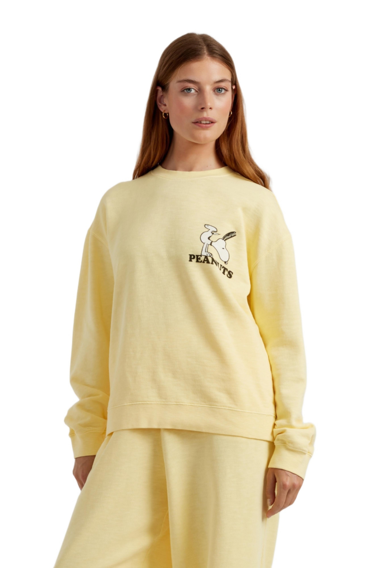 Chinti & Parker Women’s Peanuts Athletics Graphic Cotton Sweatshirt – Soft yellow Chinti & Parker Women’s Peanuts Athletics Graphic Cotton Sweatshirt – Soft yellow