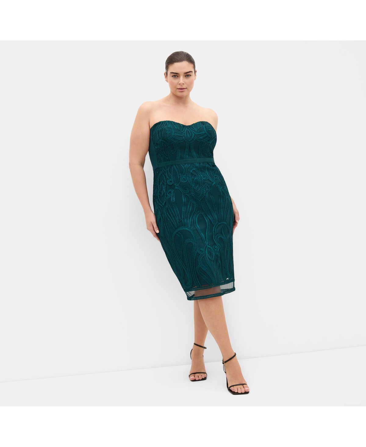 City Chic Women’s Antonia Strapless Midi Dress – Emerald
