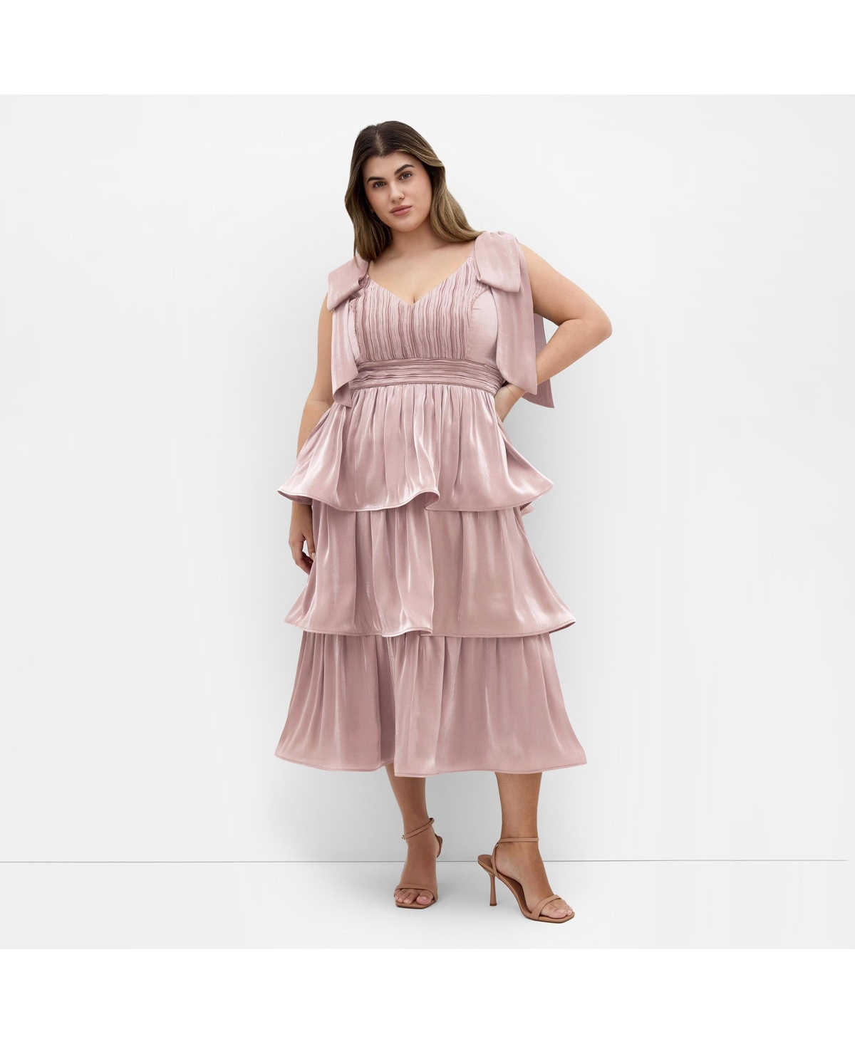 City Chic Women’s Betty Bow Midi Dress – Pink champagne