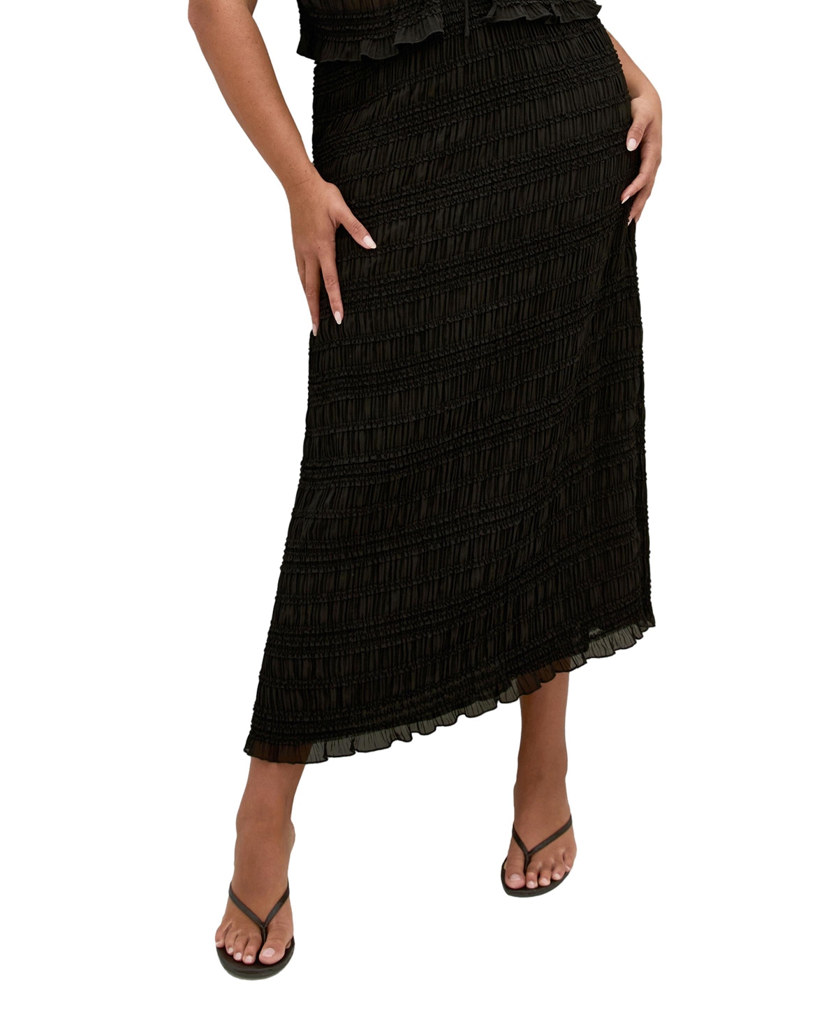 City Chic Women’s Emelia Shirred Skirt – Black City Chic Women’s Emelia Shirred Skirt – Black