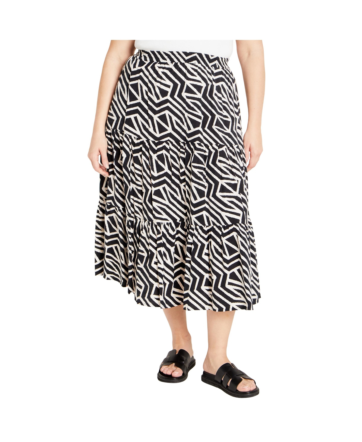 City Chic Women’s Erica Skirt – Mono swirl City Chic Women’s Erica Skirt – Mono swirl