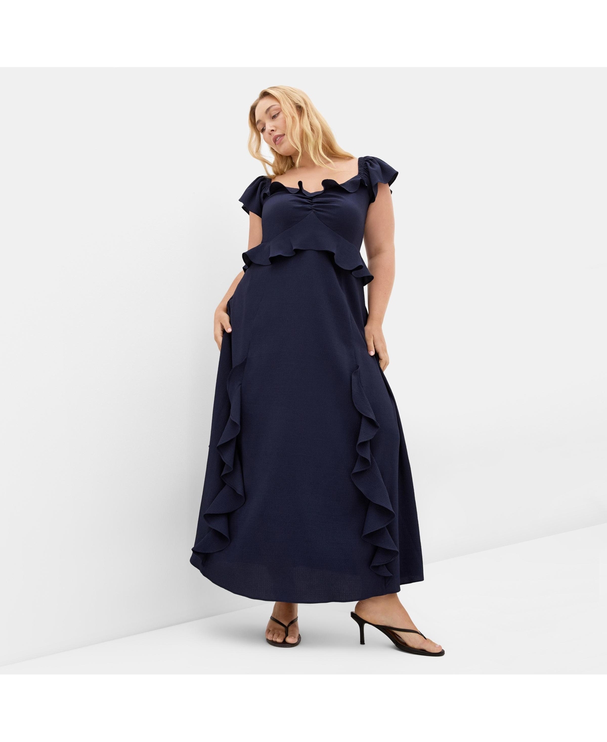 City Chic Women’s Fee Frill Maxi Dress – Navy
