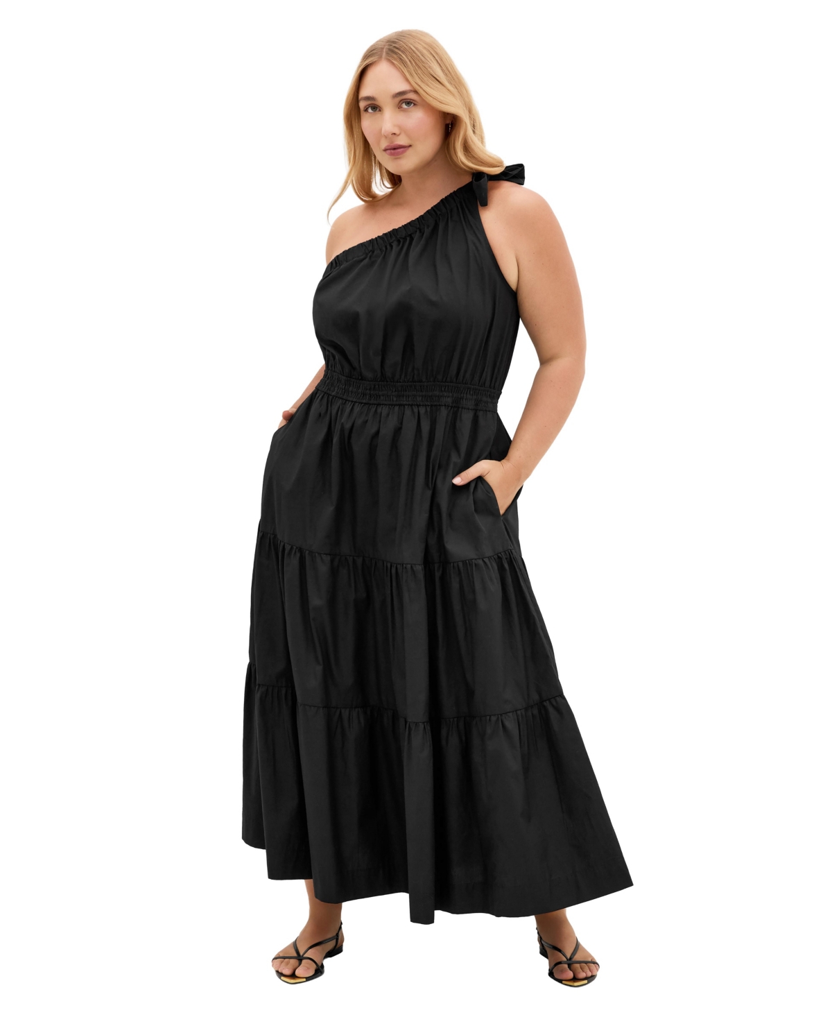 City Chic Women’s Haylee One Shoulder Cotton Maxi Dress – Black City Chic Women’s Haylee One Shoulder Cotton Maxi Dress – Black