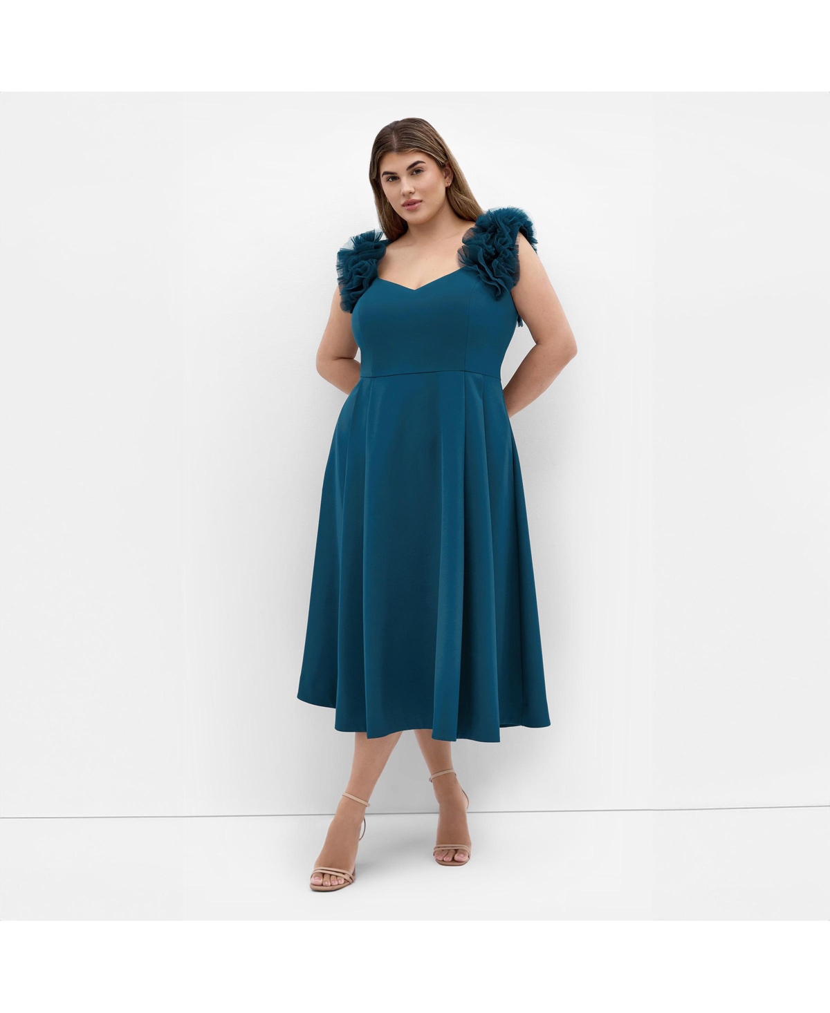 City Chic Women’s Roselyn Ruffle Tulle Midi Dress – Navy City Chic Women’s Roselyn Ruffle Tulle Midi Dress – Navy