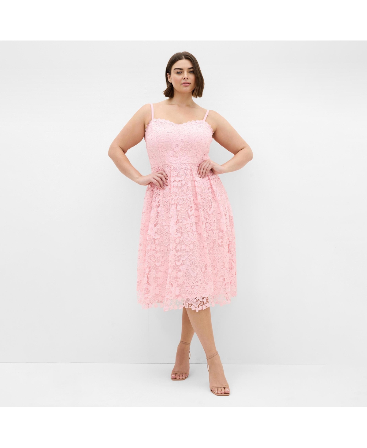 City Chic Women’s Scarlet Lace Midi Dress – Heavenly pink City Chic Women’s Scarlet Lace Midi Dress – Heavenly pink