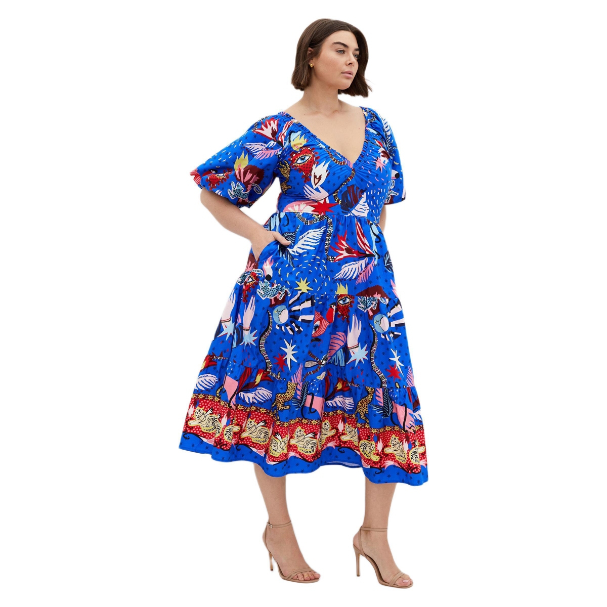 City Chic Women’s Simona Print Puff Sleeve Dress – Calista City Chic Women’s Simona Print Puff Sleeve Dress – Calista