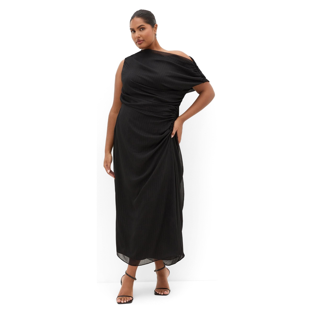 City Chic Women’s Vivid Lurex Stripe Maxi Dress – Metallic black City Chic Women’s Vivid Lurex Stripe Maxi Dress – Metallic black