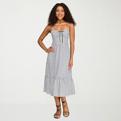 City Triangle Womens Juniors Sweetheart Neck Sleeveless Gingham A-Line Dress, Medium, Black City Triangle Womens Juniors Sweetheart Neck Sleeveless Gingham A-Line Dress, Medium, Black