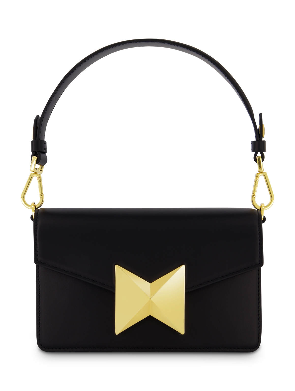 Classic Leather Gold Plated Hardware Shoulder Bag – Black Classic Leather Gold Plated Hardware Shoulder Bag – Black