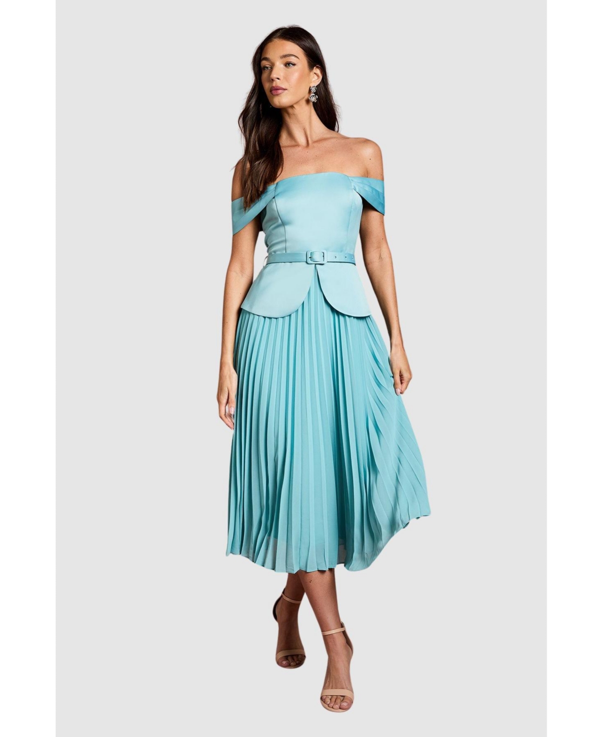 Coast Women’s Bardot Fit and Flare Midi Dress – Mint Coast Women’s Bardot Fit and Flare Midi Dress – Mint