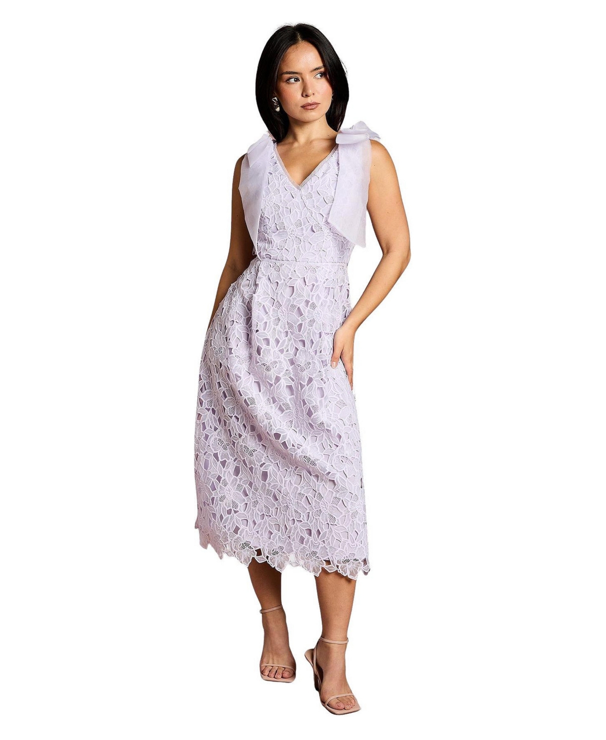 Coast Women’s Bow Detail Sleeveless Midi Dress – Lilac
