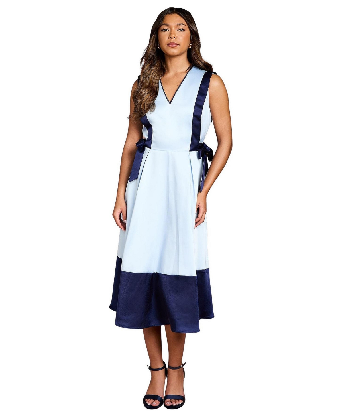 Coast Women’s Bow Satin Midi Dress – Pale blue
