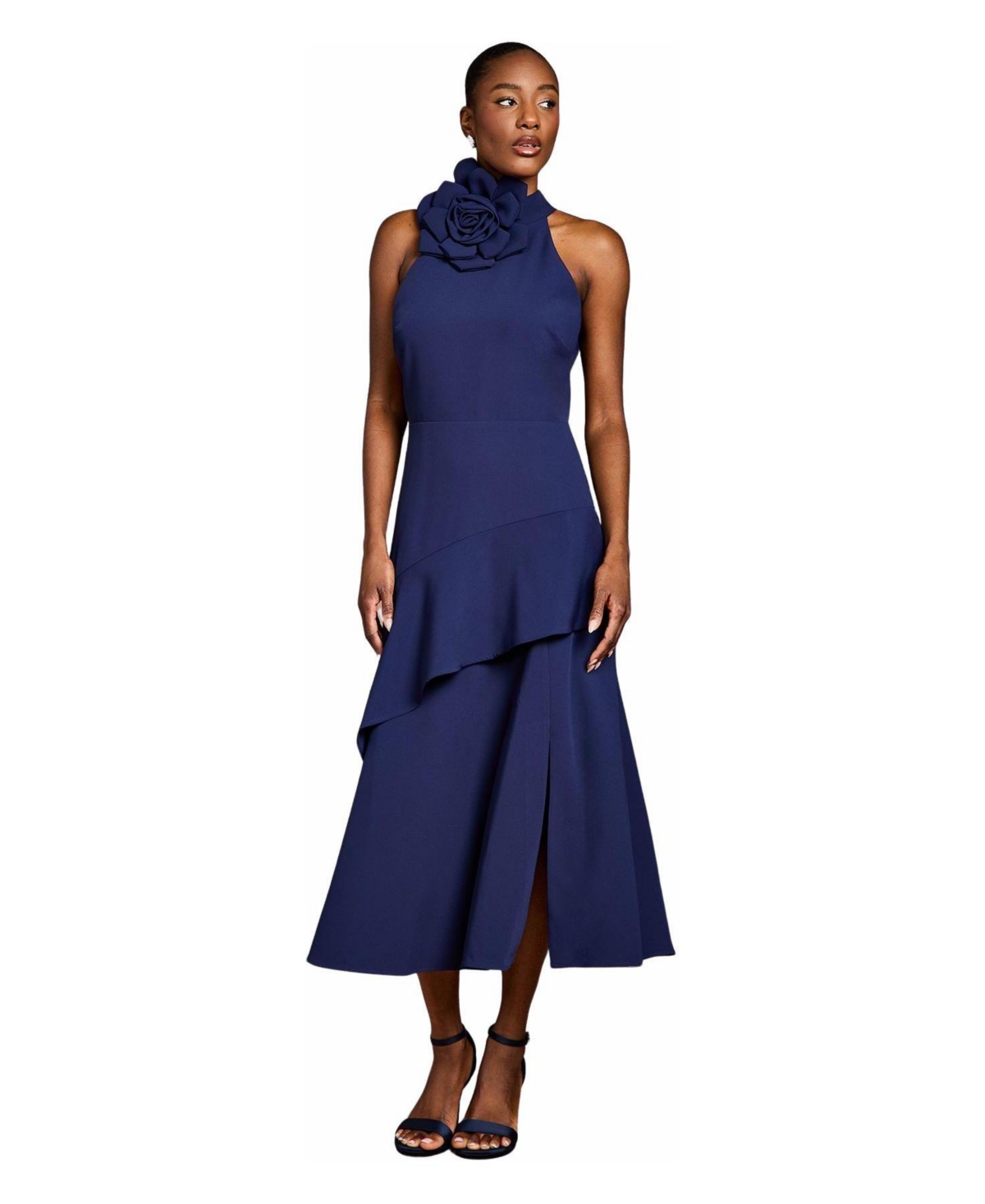 Coast Women’s Corsage High Neck Midi Dress – Navy