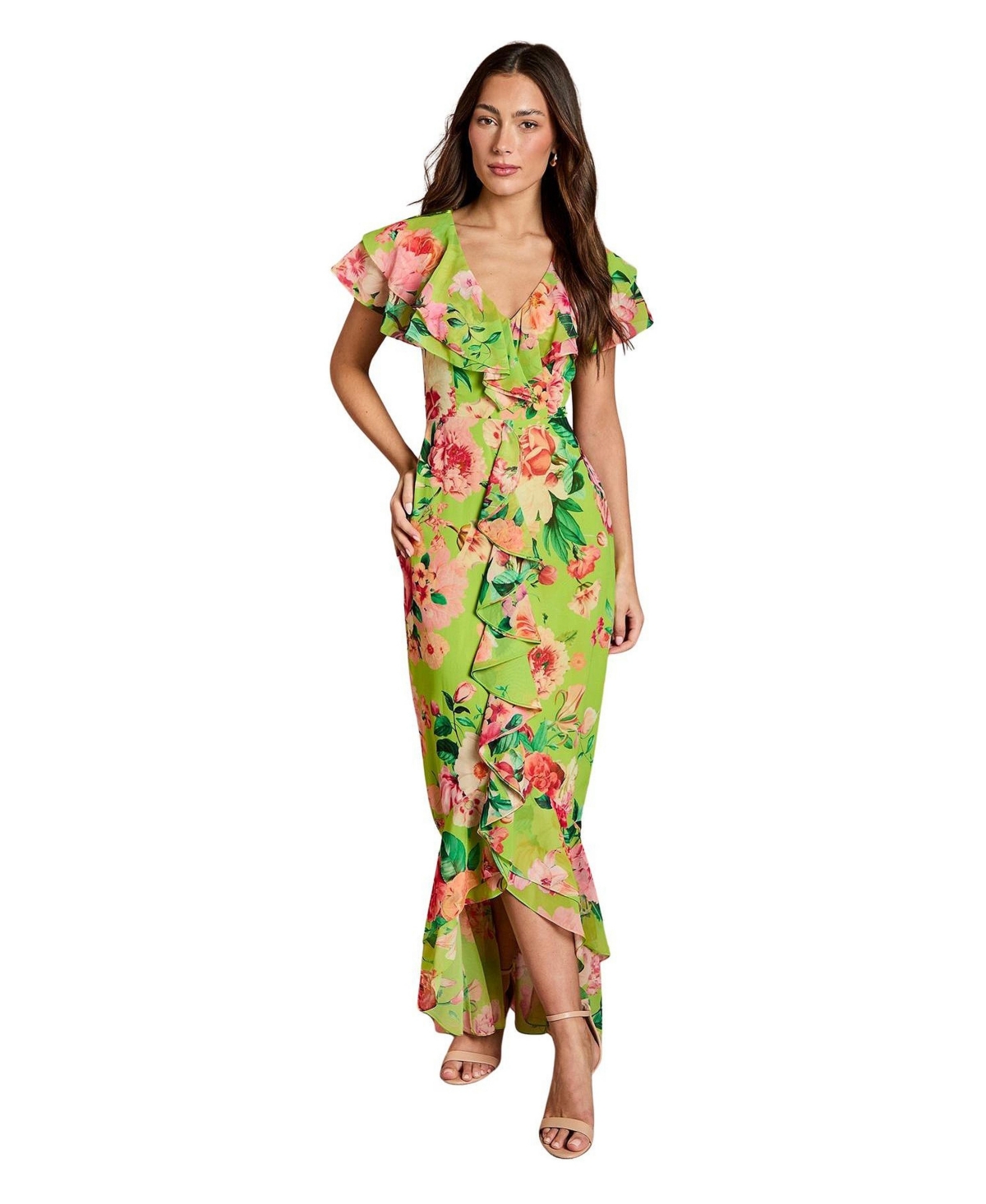 Coast Women’s Floral Chiffon Maxi Dress – Lime Coast Women’s Floral Chiffon Maxi Dress – Lime