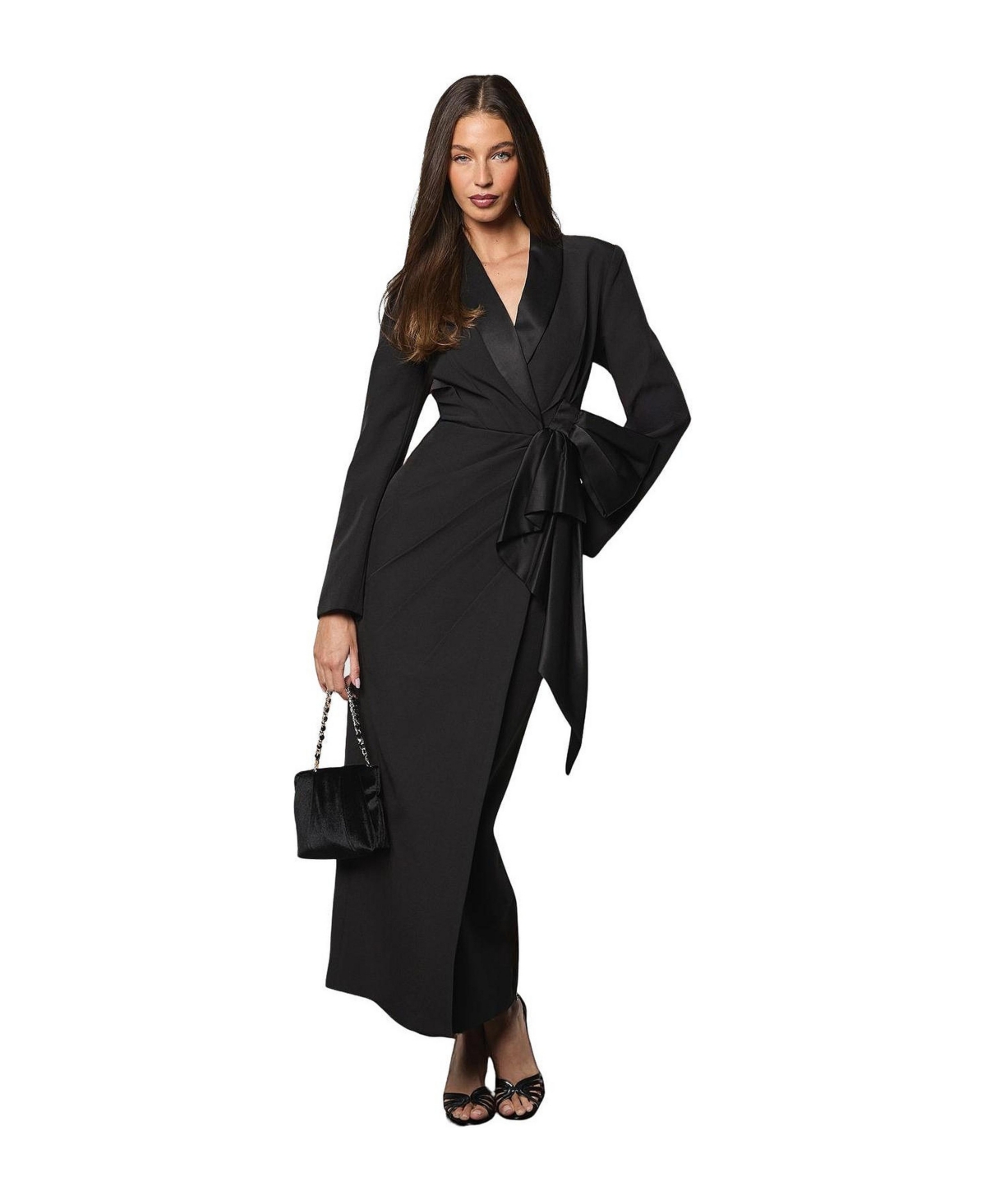Coast Women’s Muse Bow Front Satin Maxi Dress – Black Coast Women’s Muse Bow Front Satin Maxi Dress – Black