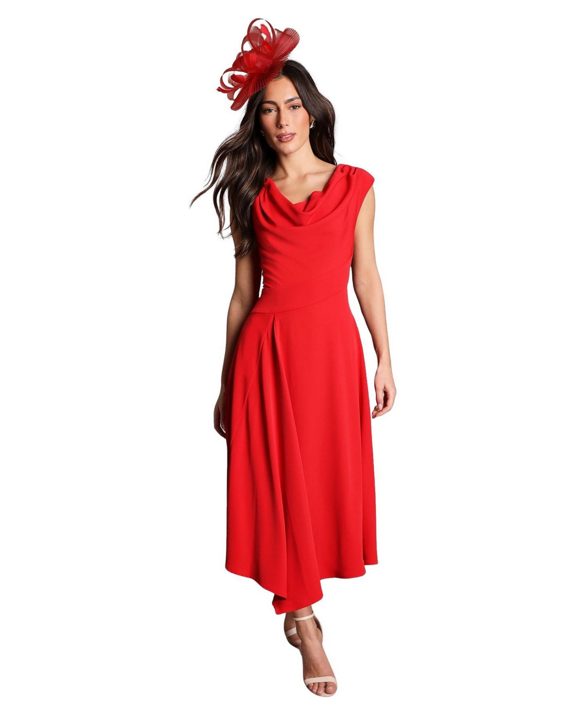 Coast Women’s Off Shoulder Crepe Midi Dress – Flame red Coast Women’s Off Shoulder Crepe Midi Dress – Flame red