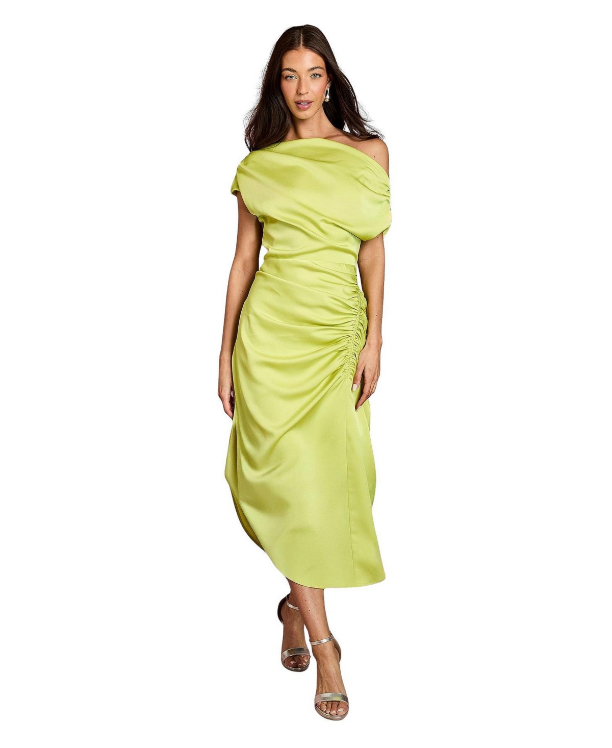 Coast Women’s One Shoulder Satin Asymmetrical Midi Dress – Olive Coast Women’s One Shoulder Satin Asymmetrical Midi Dress – Olive