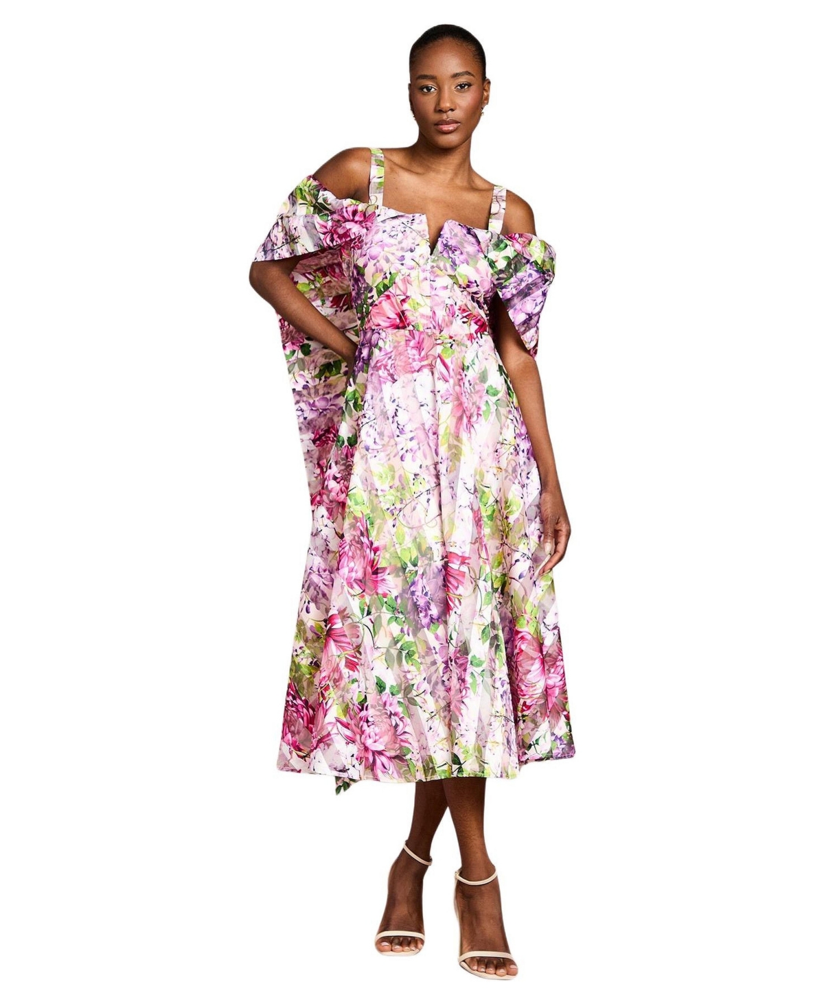 Coast Women’s Organza Bardot Midi Dress – Pink Coast Women’s Organza Bardot Midi Dress – Pink