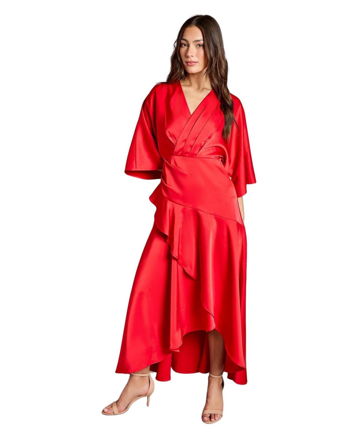 Coast Women’s Satin Back Crepe Ruffle Wrap Midi Dress – Flame red Coast Women’s Satin Back Crepe Ruffle Wrap Midi Dress – Flame red
