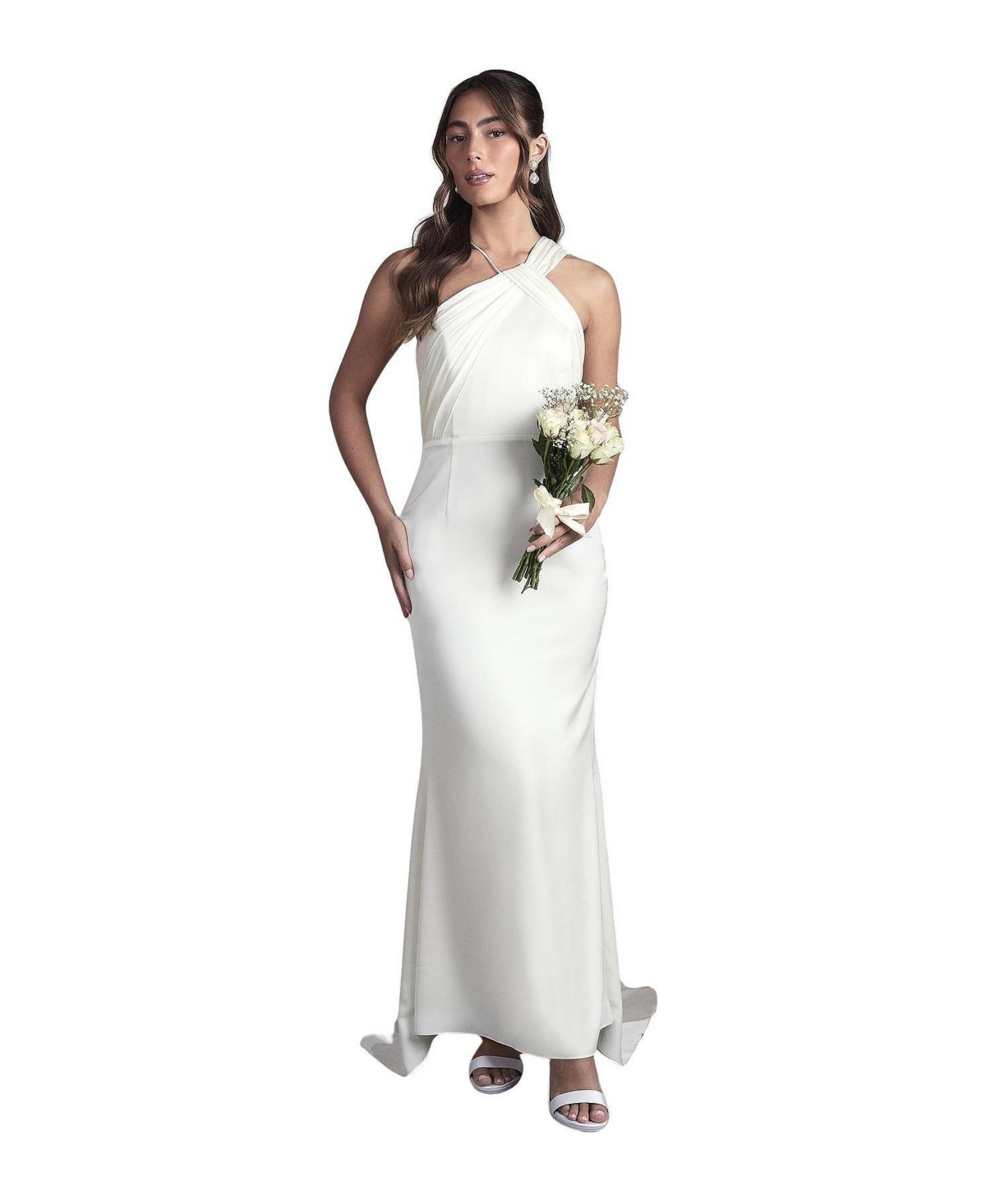 Coast Women’s Satin Halter Neck Fishtail Dress – Ivory