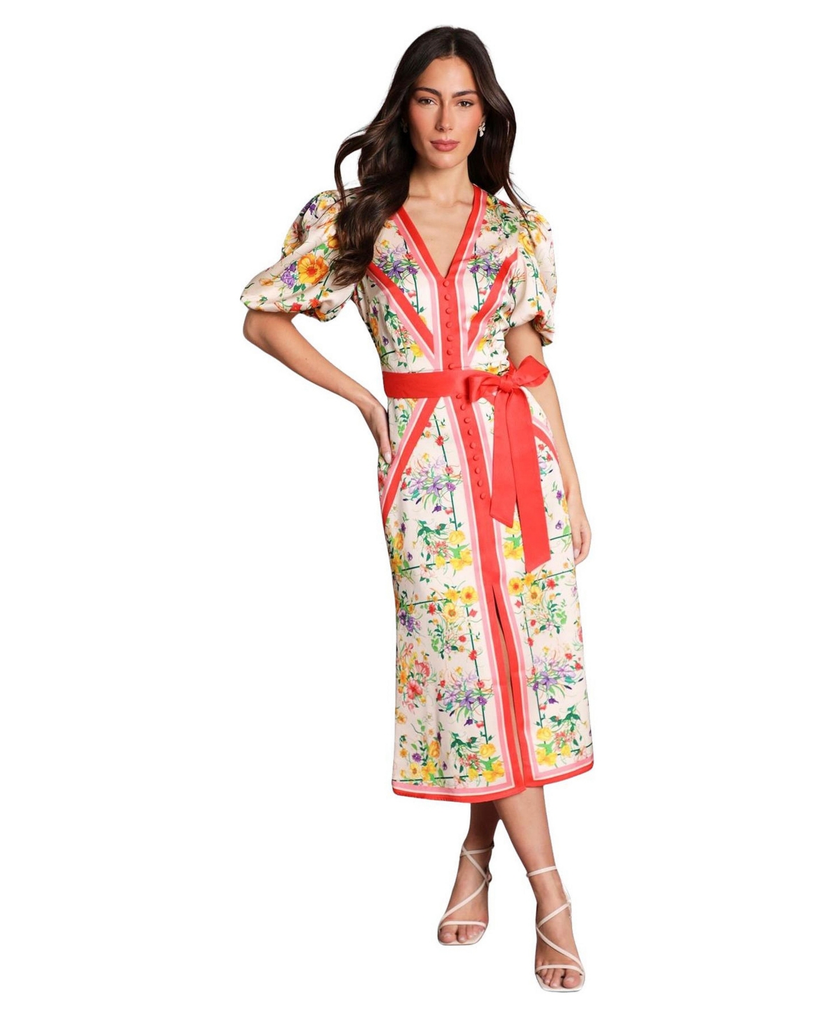 Coast Women’s Satin Scarf Print V-Neck Midi Dress – Open Miscellaneous Coast Women’s Satin Scarf Print V-Neck Midi Dress – Open Miscellaneous
