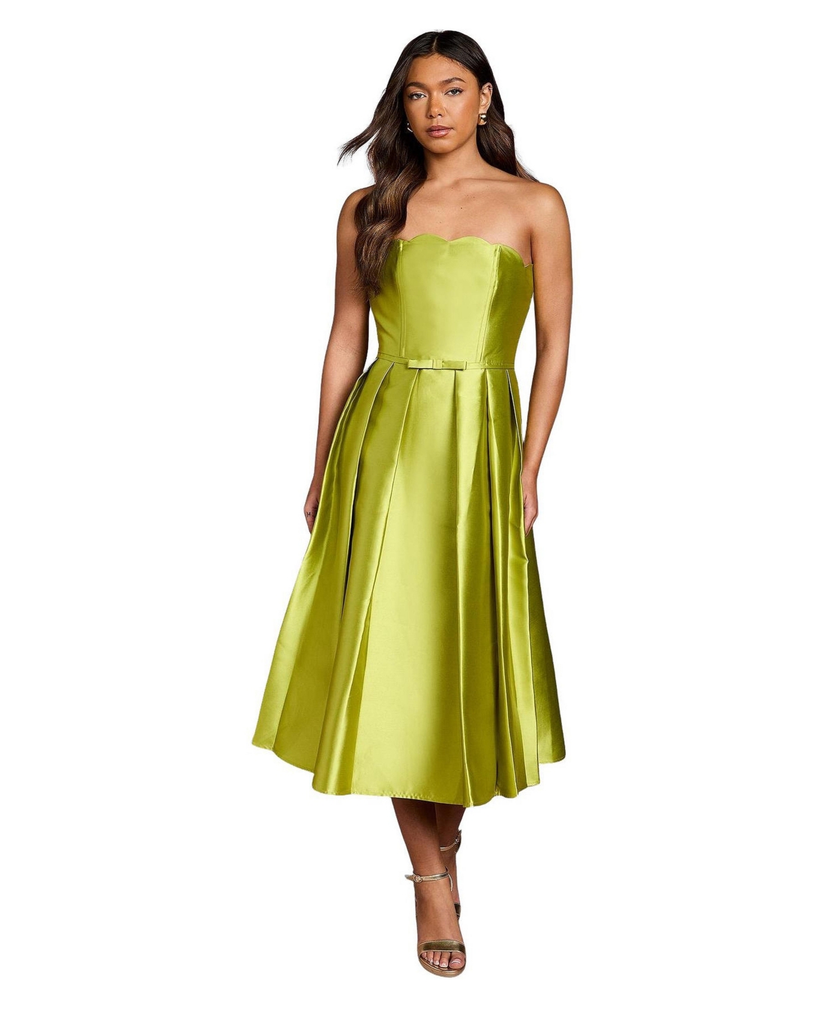 Coast Women’s Scalloped Strapless Midi Dress – Chartreuse Coast Women’s Scalloped Strapless Midi Dress – Chartreuse